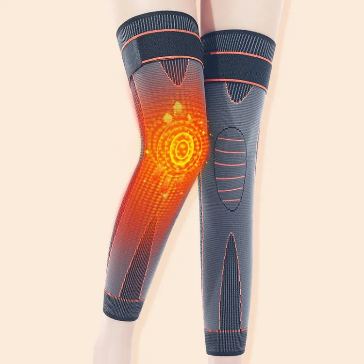 1pair Anti-Slip Compression Straps Keep Warm And Lengthen Knee Pads, Size: L(Mugwort Orange)