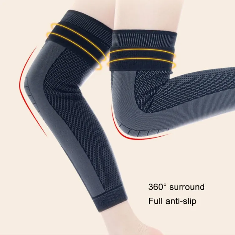 1pair Anti-Slip Compression Straps Keep Warm And Lengthen Knee Pads, Size: L(Mugwort Orange)