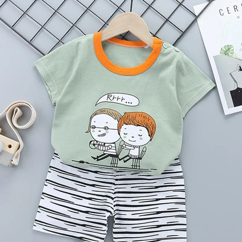 2pcs Cute Prints T-shirt and Pants No Shoes