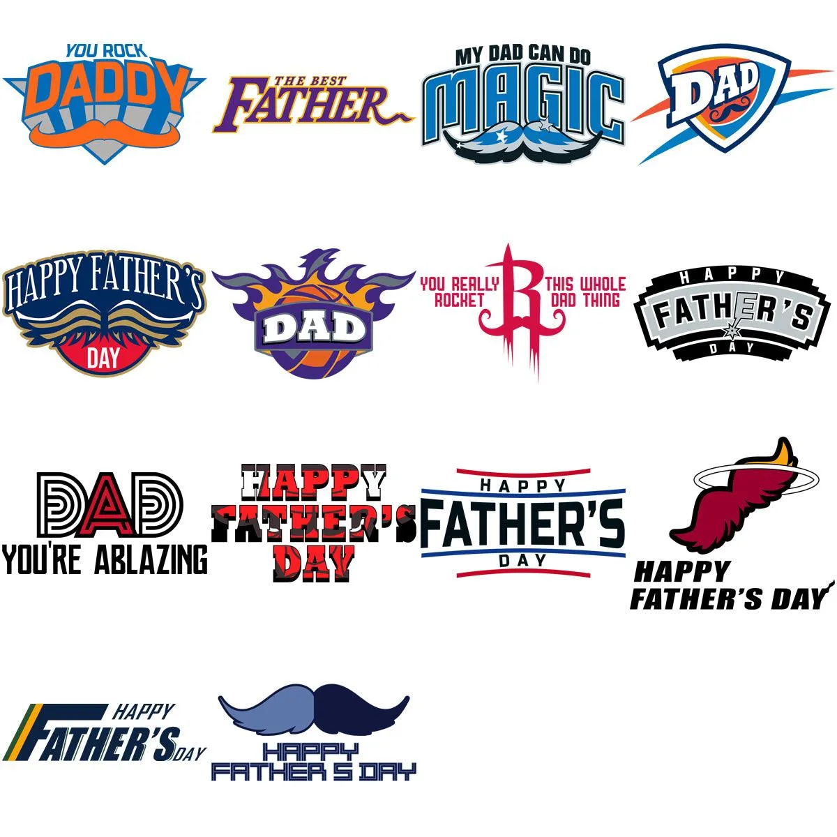 30 Basketball Teams Logos Father's Day Designs Bundle PNG