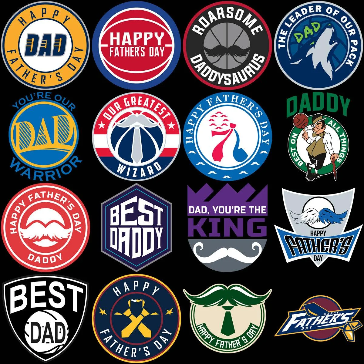 30 Basketball Teams Logos Father's Day Designs Bundle PNG