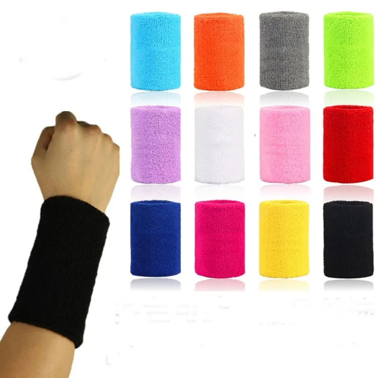 5pcs 8x8cm Women Men Solid Color Cotton Sport Sweatband Brace Wraps Guards(Green)