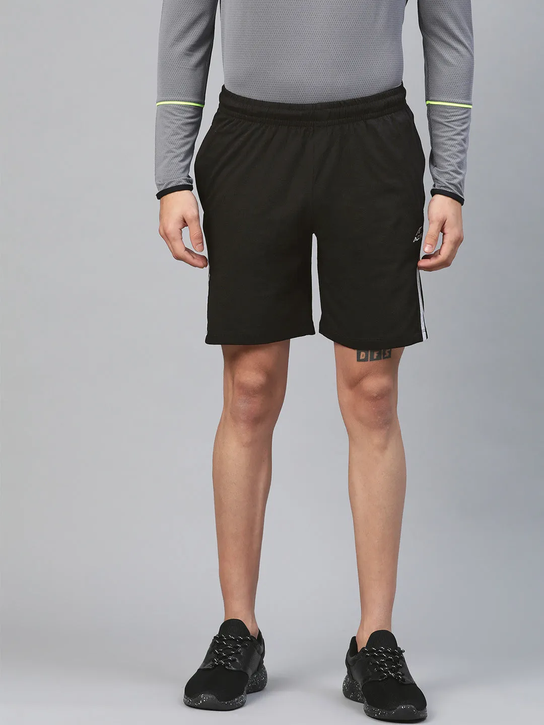 Alcis Men Black Solid Regular Fit Sports Shorts