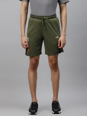 Alcis Men Olive Green Solid Regular Fit Sports Shorts-S