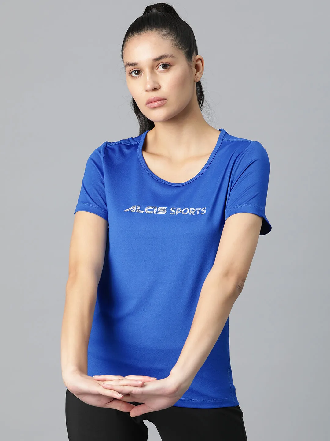 Alcis Typography Printed Anti Static Slim Fit Sports T-shirt