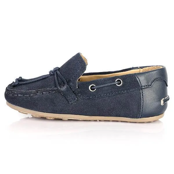 BABY BOYS LEATHER MOCCASINS - NAVY BLUE