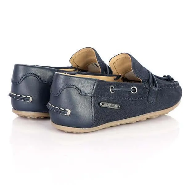 BABY BOYS LEATHER MOCCASINS - NAVY BLUE