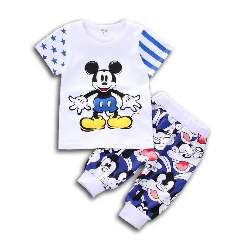 Baby Cartoon T-shirt Pants 2Pcs/Set Summer Kids Sport Clothes Toddler Tracksuit Fashion Children Boys Girls Cotton Clothing Sets