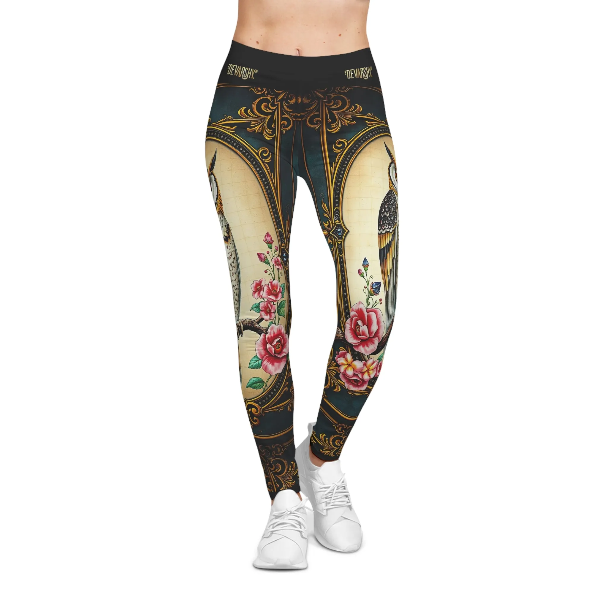 Baroque Owl Leggings Women Casual Wear Spandex Leggings Owl Printed Leggings Women Lounge Wear | X3493