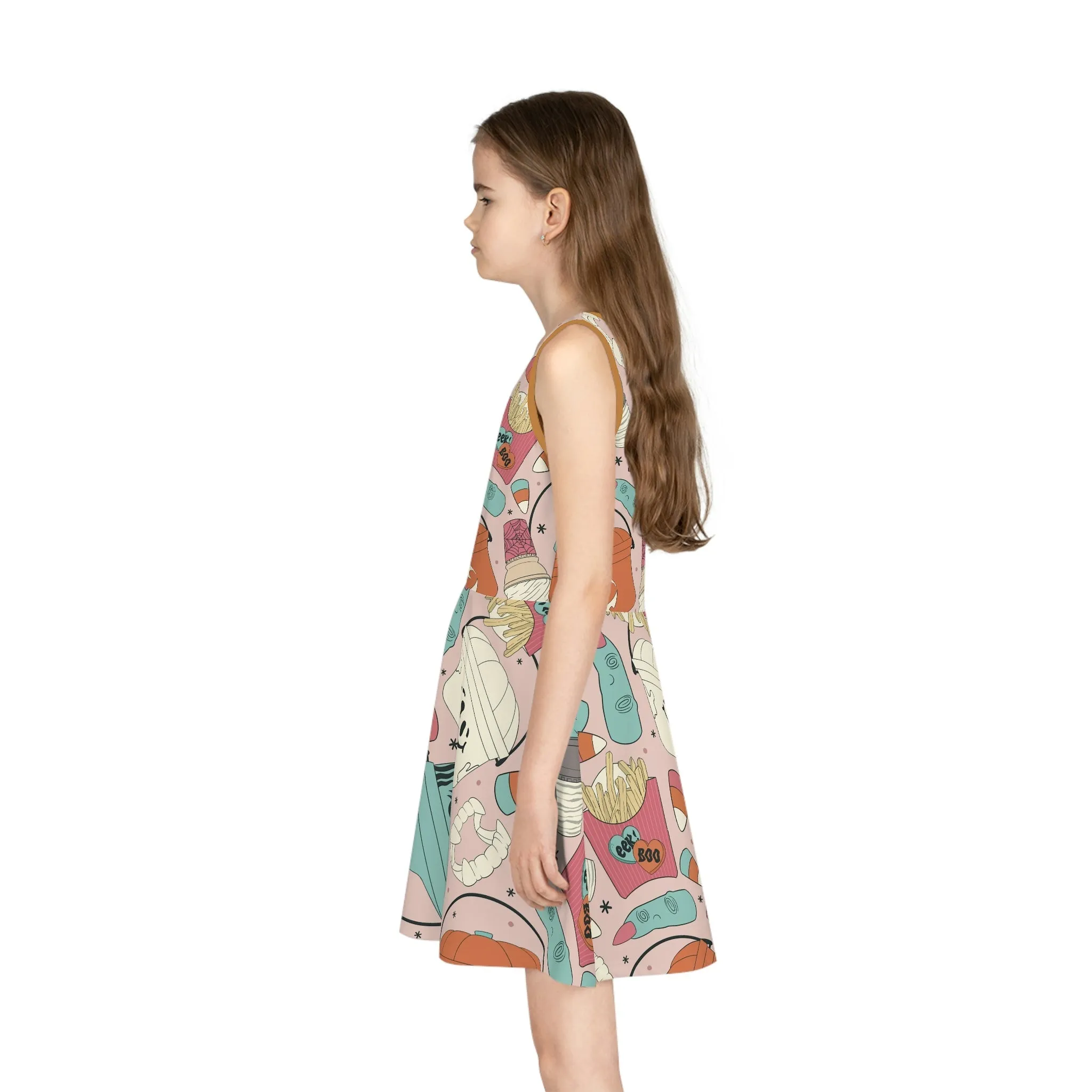 Boho Halloween Container Girls' Sleeveless Sundress (AOP)