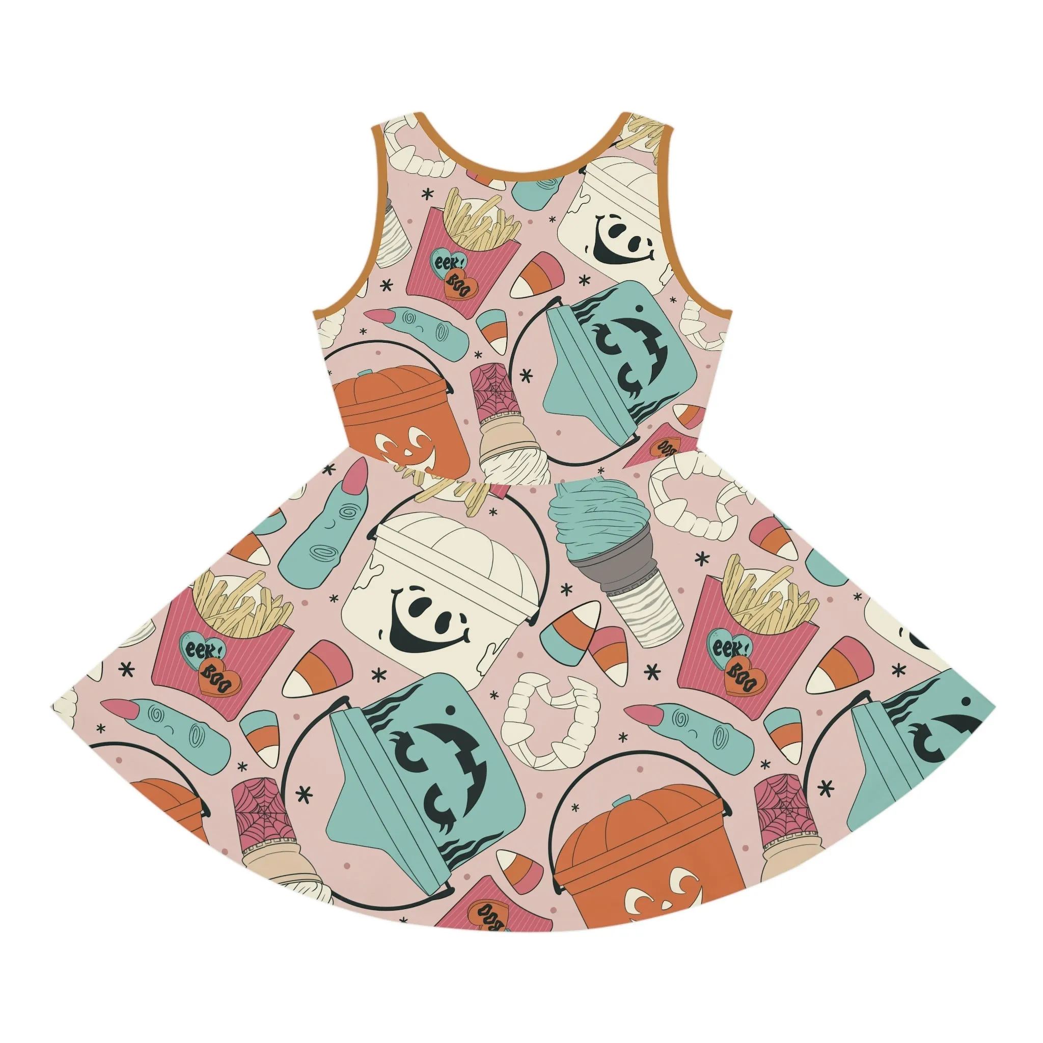 Boho Halloween Container Girls' Sleeveless Sundress (AOP)