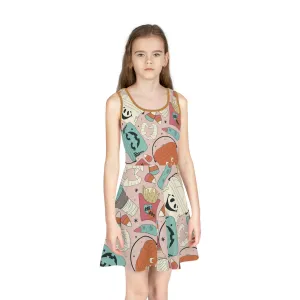 Boho Halloween Container Girls' Sleeveless Sundress (AOP)