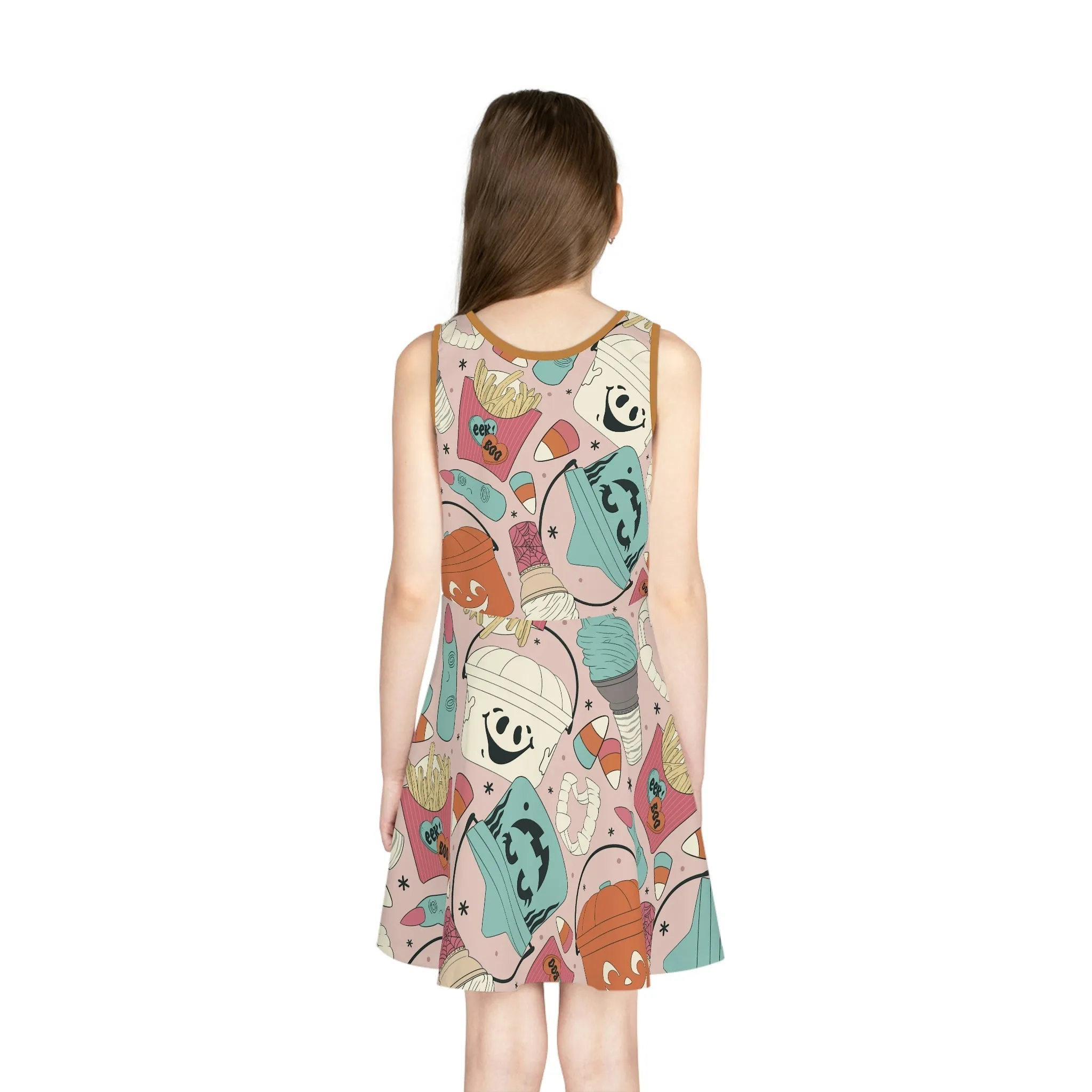 Boho Halloween Container Girls' Sleeveless Sundress (AOP)