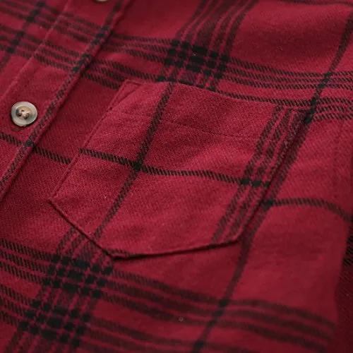 Boy Long Sleeve Wine/Black Plaid Flannel Shirt