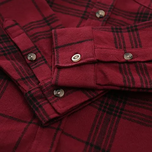 Boy Long Sleeve Wine/Black Plaid Flannel Shirt