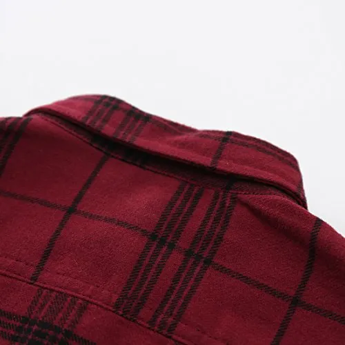 Boy Long Sleeve Wine/Black Plaid Flannel Shirt