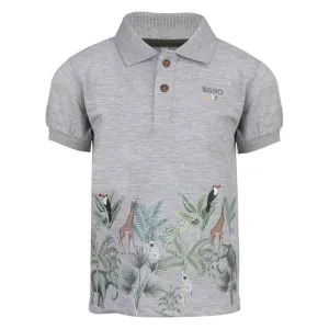 BOYS FLORAL POLO TEE - LIGHT GREY