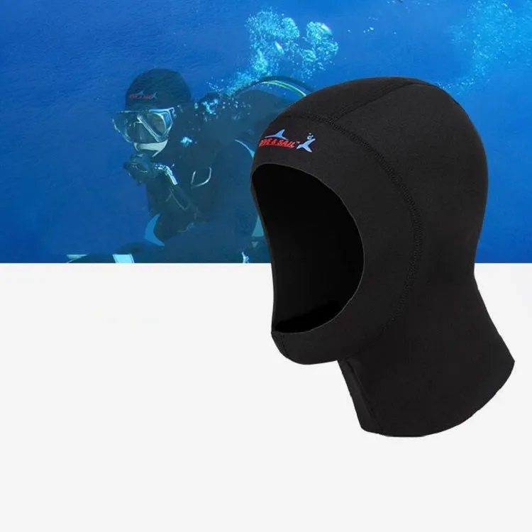 DIVE & SAIL DH-002 1mm Men and Women Swimming Caps Sunscreen Diving Cap Surfing Diving Headgear, Size: L(Black)