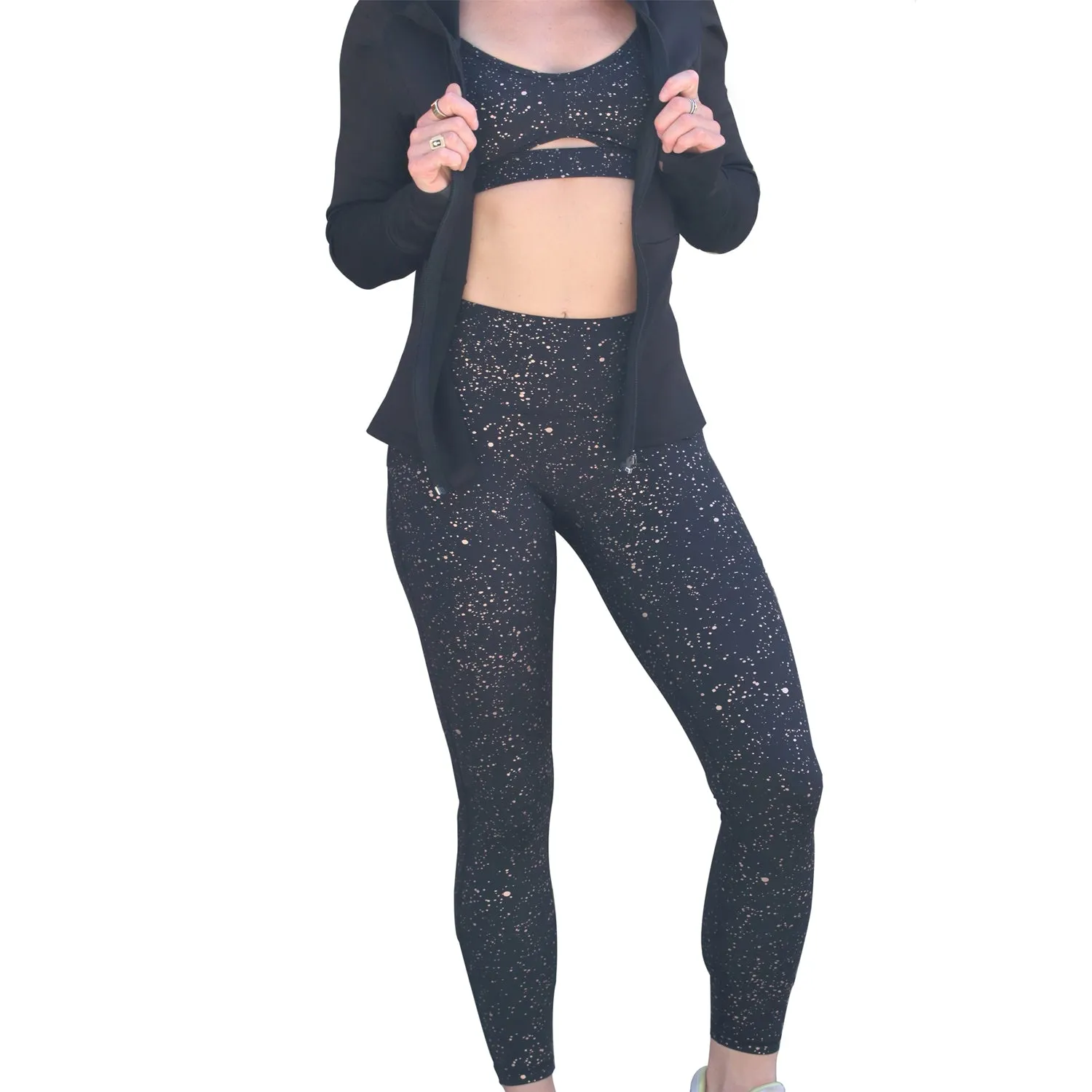 Donatella Mid-Waist Sparkle Legging with Gabriella Sports Bra - 2 Piece Yoga Outfit Set