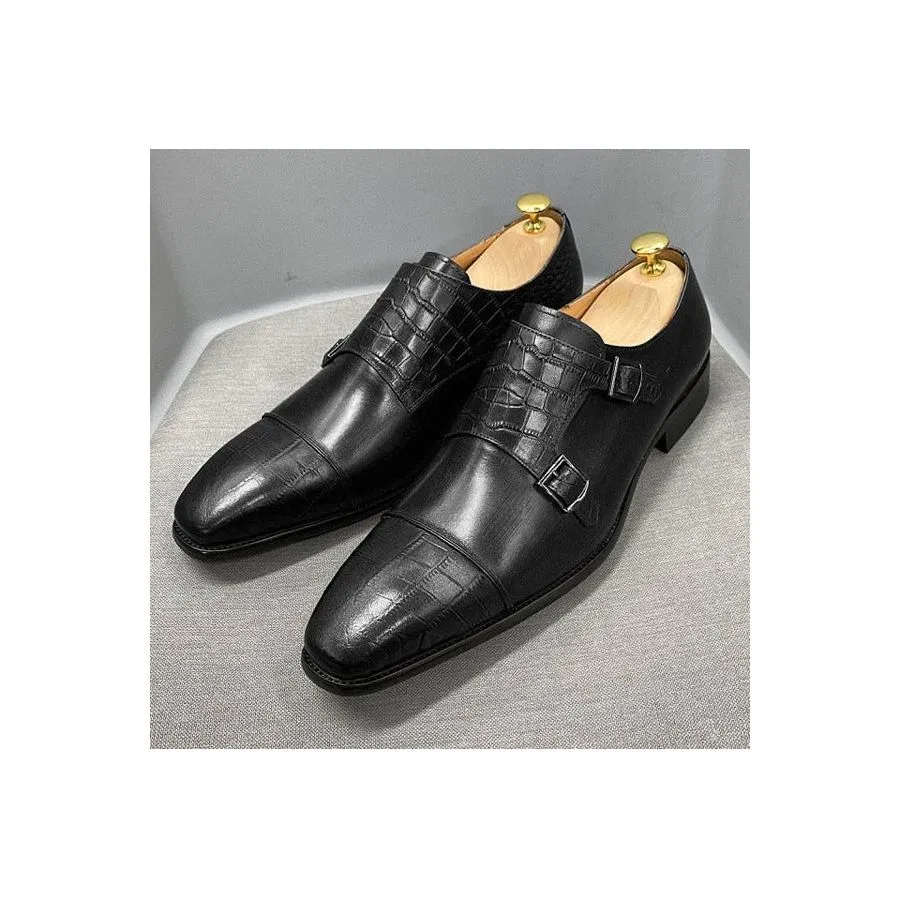 Elegant CrocBlend Monk Strap Dress Shoes