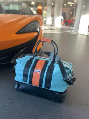 GrandPrix Originals Gulf Leather Track Sport Dual-Compartment Bag - Blue