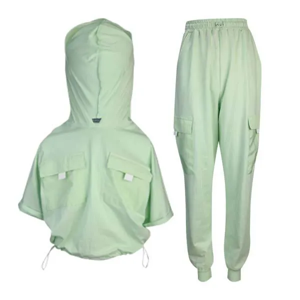 GREEN LONG SLEEVE GIRLS HOODIE SET