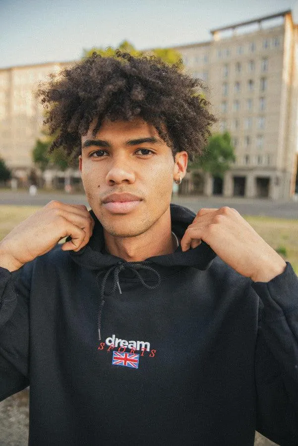 Hoodie in black with Dream Sports Logo Embroidery