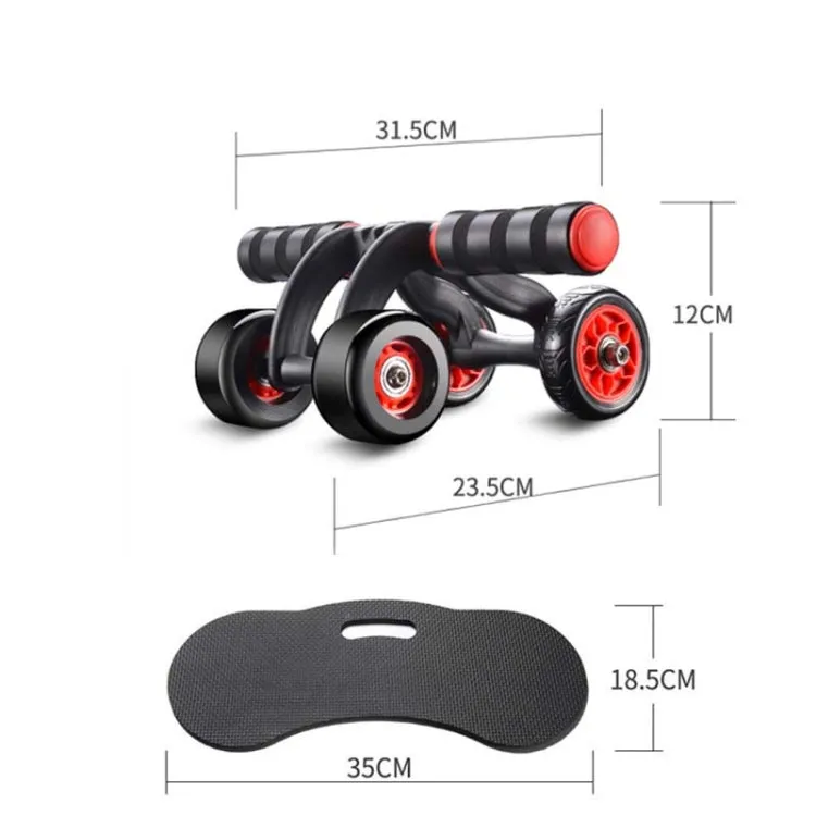 HT01 Automatic Rebound Four-Wheel Silent Abdominal Wheel Exercise Fitness Equipment, Specification:with Kneeling Pad   Brake Pads