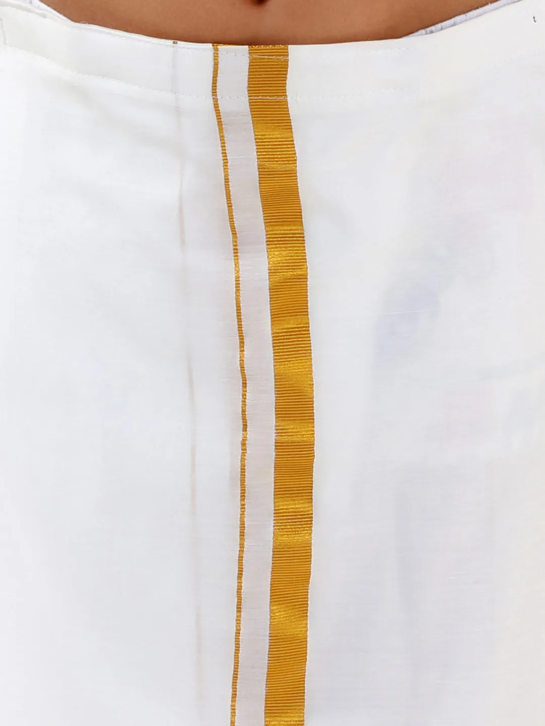 Jashvi Boys' Gold Silk Short Sleeves Ethnic Shirt Mundu Vesty Style Dhoti Pant Set