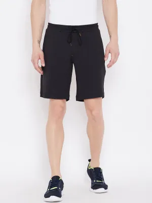 JUMP USA Black Solid Regular Fit Sports Shorts for Men