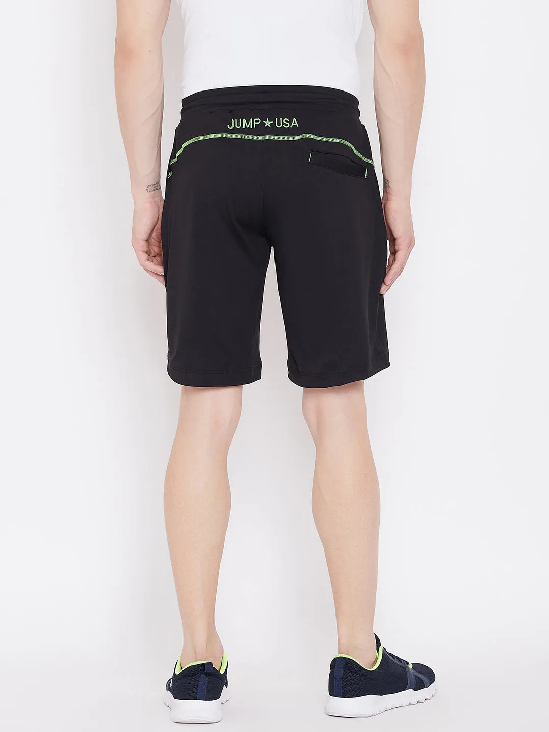 JUMP USA Black Solid Regular Fit Sports Shorts for Men