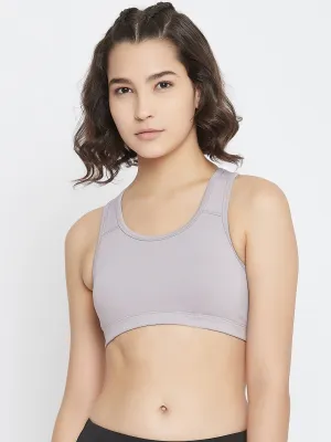 JUMP USA Grey Solid Non-Wired Non Padded Sports Bra