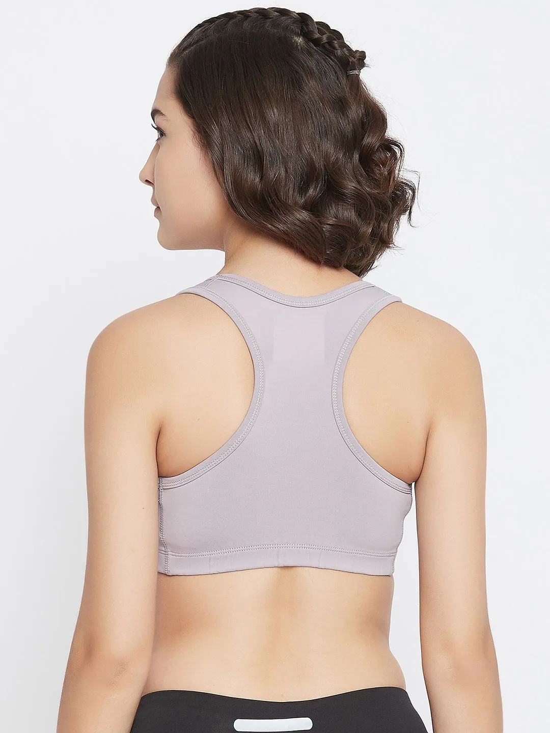 JUMP USA Grey Solid Non-Wired Non Padded Sports Bra