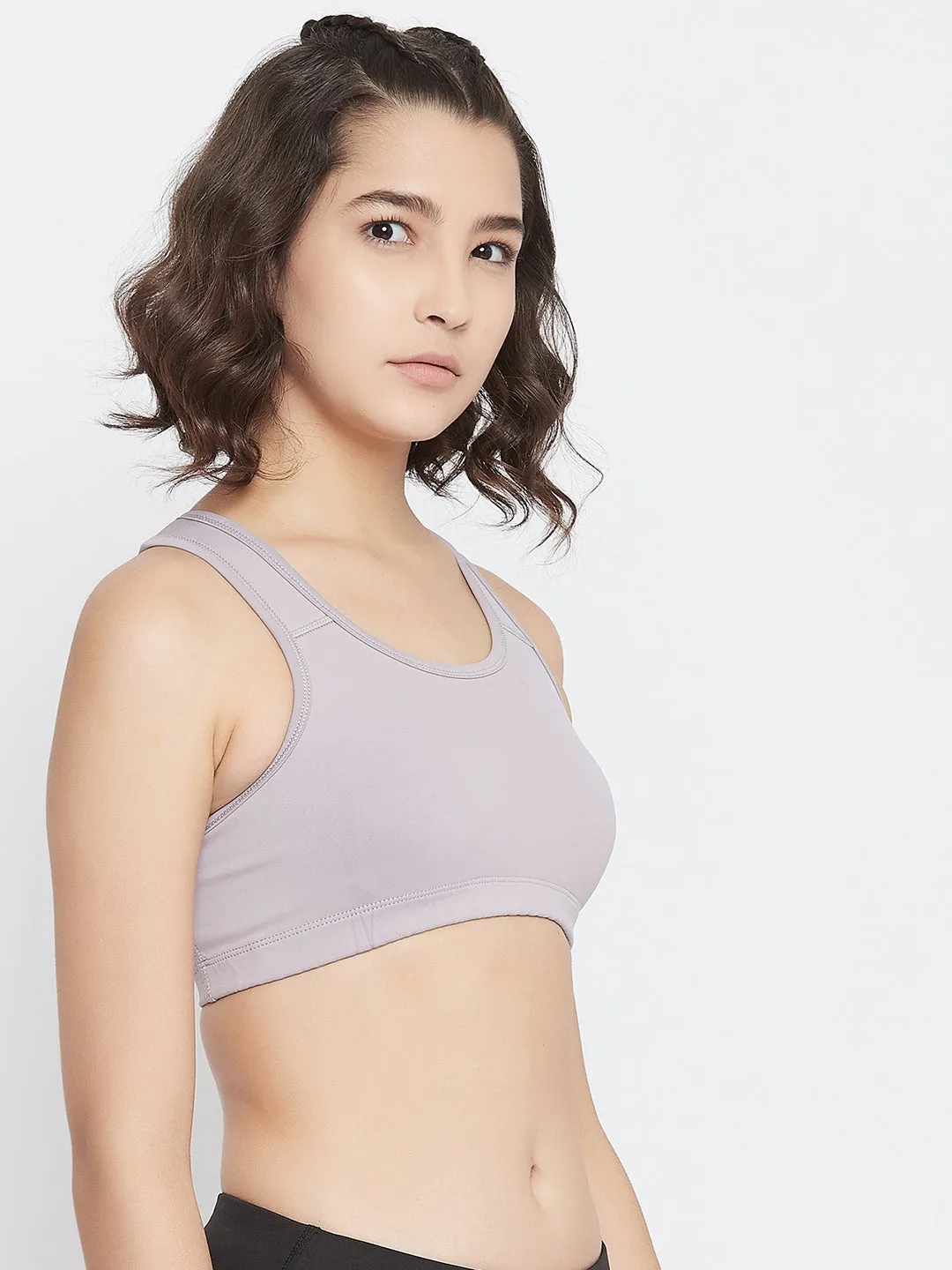 JUMP USA Grey Solid Non-Wired Non Padded Sports Bra