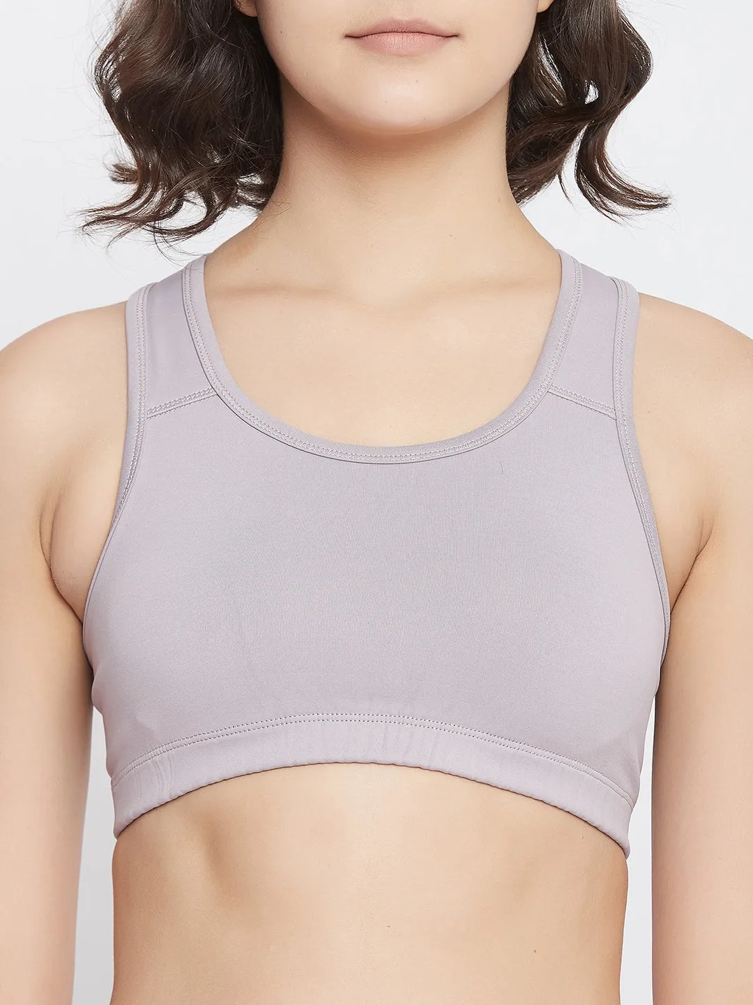 JUMP USA Grey Solid Non-Wired Non Padded Sports Bra