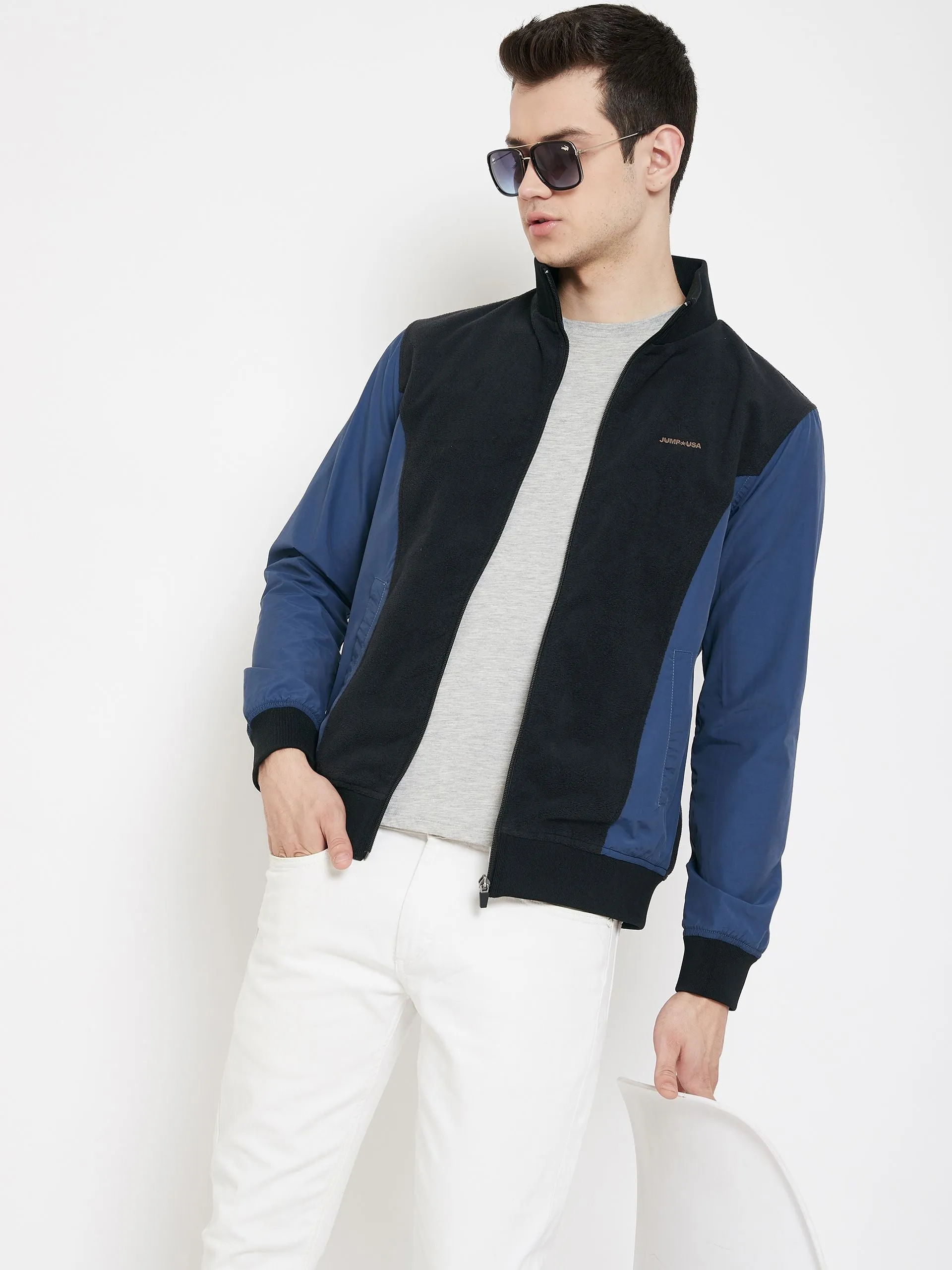 JUMP USA Men Black Colourblocked Bomber Jacket