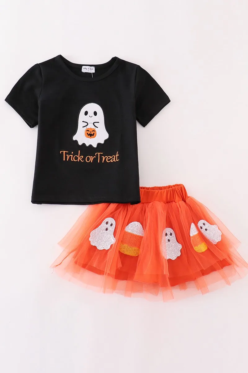 Kids Trick or Treat Ghost Tutu Skorts Sets