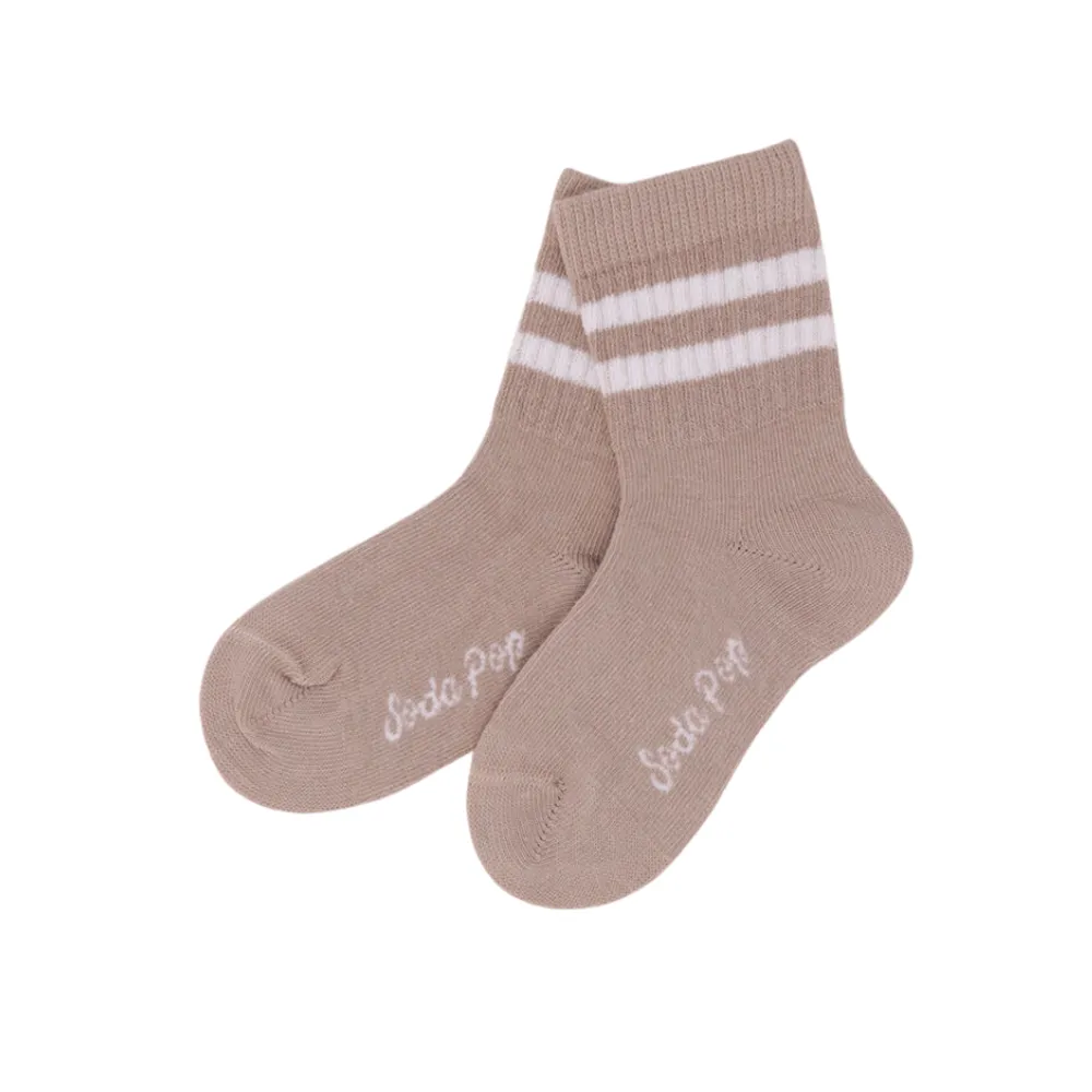 Kids Vintage Sporty Socks -- Warm Grey