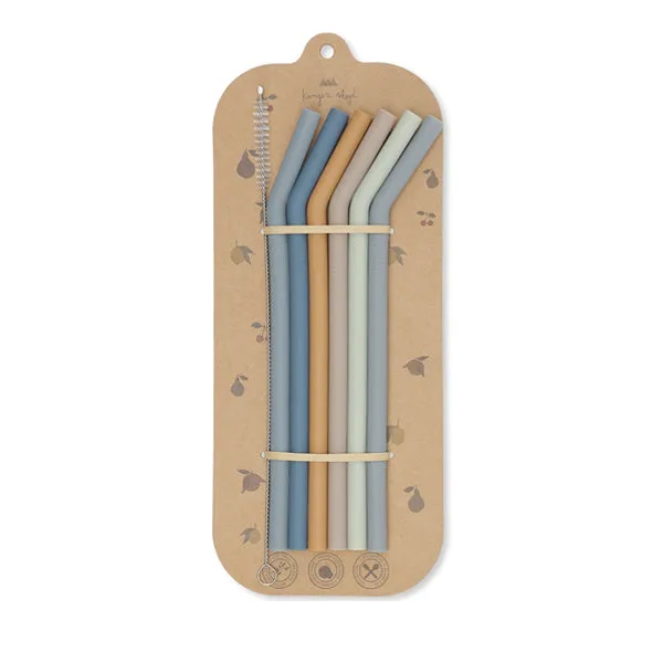 Konges Sløjd Silicone Straws 6 pieces - Blue mix