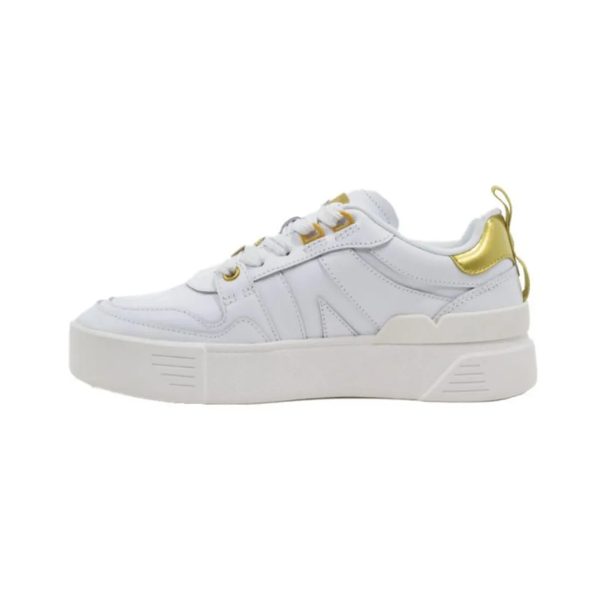 LACOSTE 7-45CFA0032216 L002 123 WMN'S (Medium) White/Gold Leather & Synthetic Lifestyle Shoes