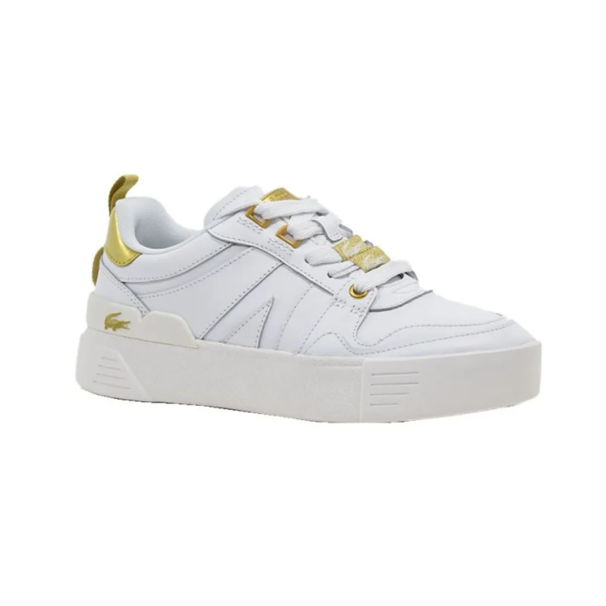 LACOSTE 7-45CFA0032216 L002 123 WMN'S (Medium) White/Gold Leather & Synthetic Lifestyle Shoes