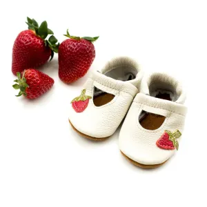 Leather Baby Shoes - Strawberries  Mary Janes