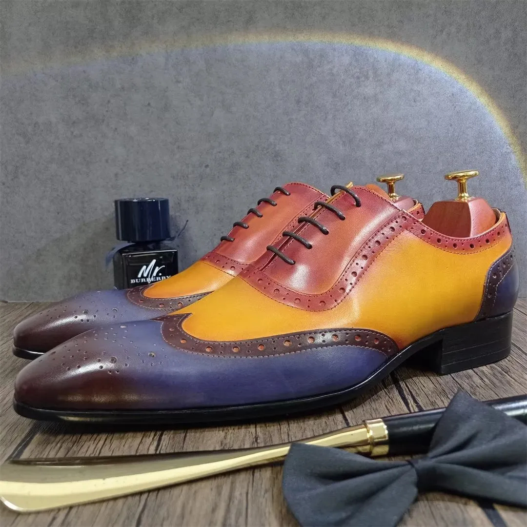 LeatherLux Pointed-Toe Genuine Elegance Dress Shoes