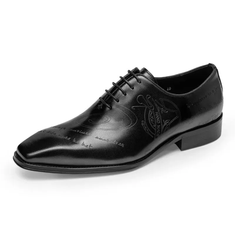 LuxeLeather Exotic Texture Oxford Dress Shoes