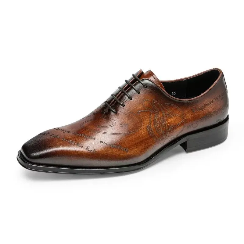 LuxeLeather Exotic Texture Oxford Dress Shoes