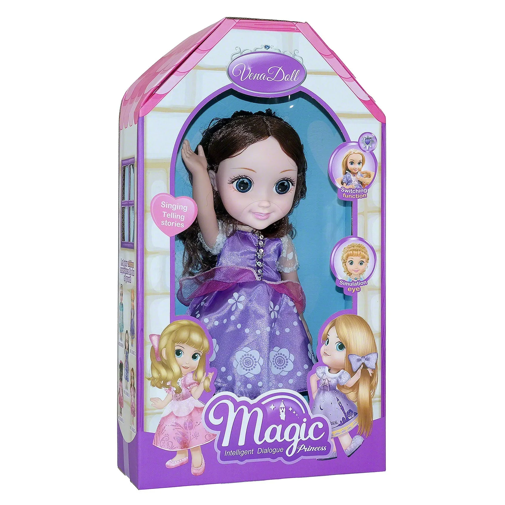 Magic Princess Talking Interactive Play Doll With Carrying Case And Accessories  | Brown Hair