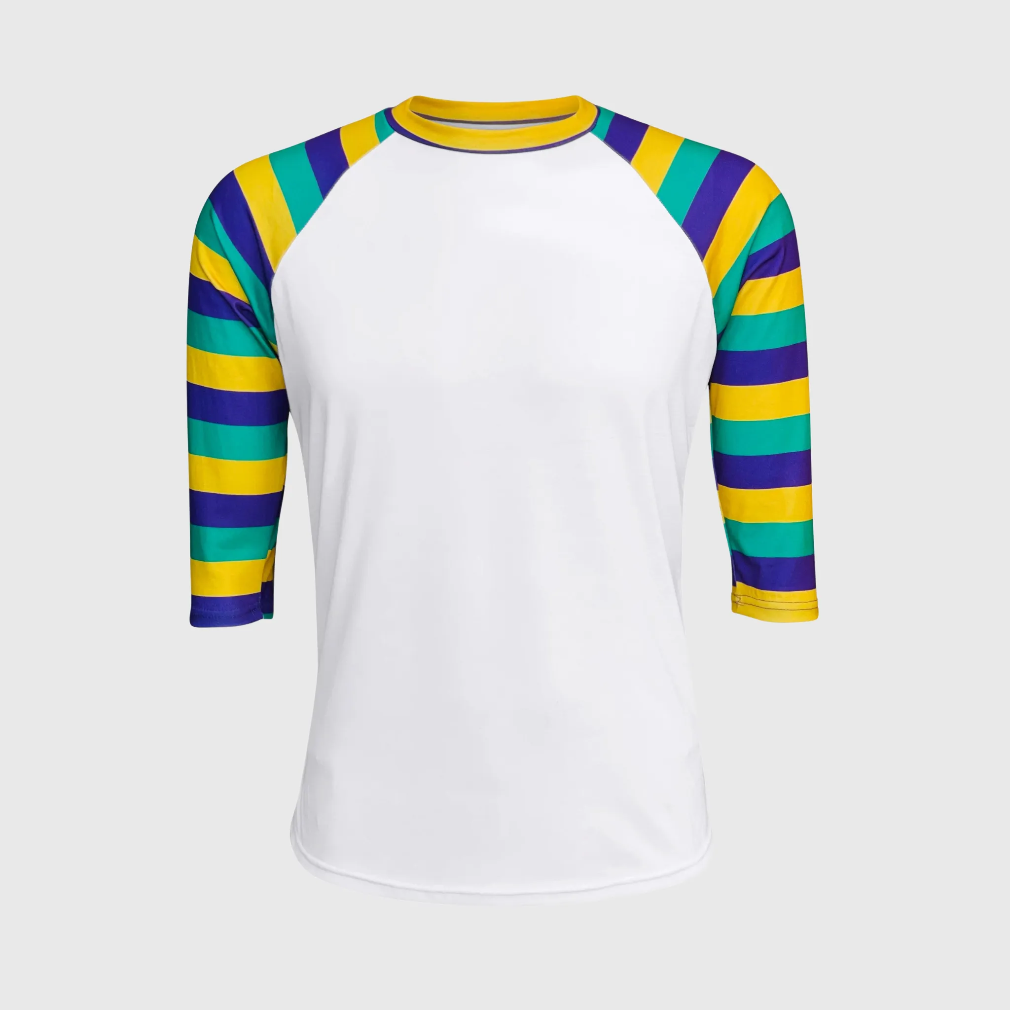 Mardi Gras Striped White Polyester Top