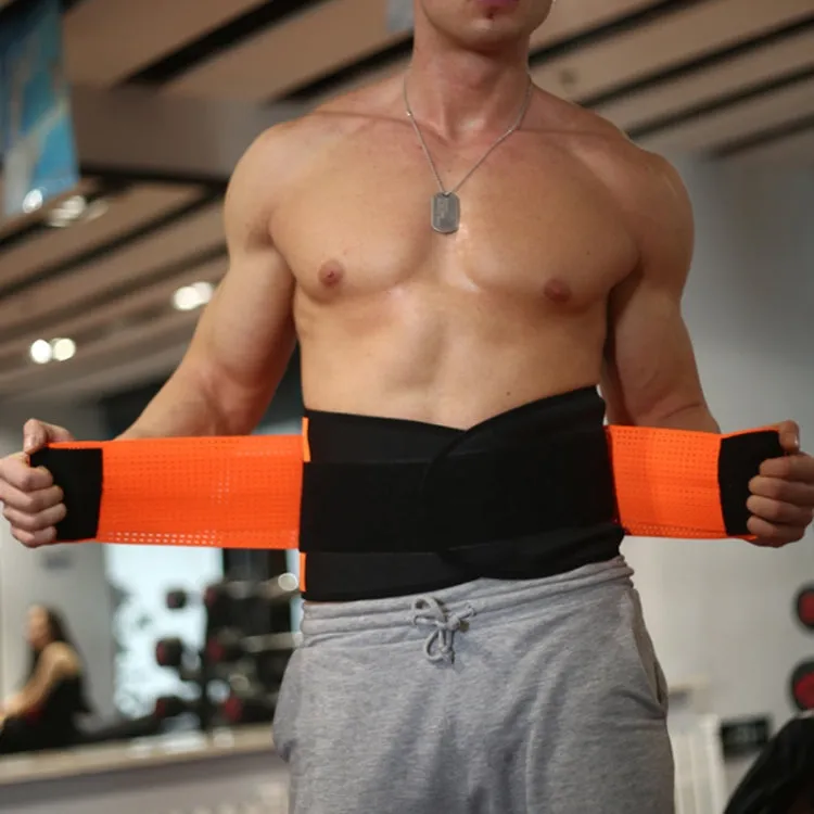 Men and Women Neoprene Lumbar Waist Support Unisex Exercise Weight Loss Burn Shaper Gym Fitness Belt, Size:XL(Orange)