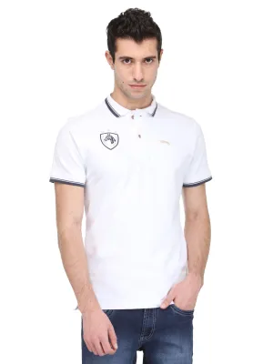 Men Ivory White Cotton & Spandex T-Shirt