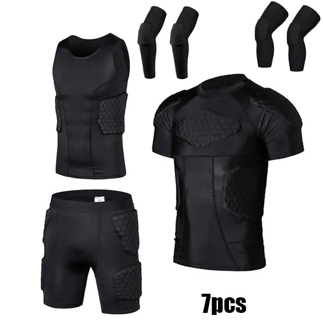 Men Sports Kneepad,  Elbow Shock Guard, Compression Padded Shorts, Shirt Vest Protective Chest & Rib Guards